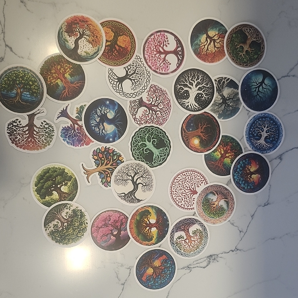 30 Colorful Tree Stickers.